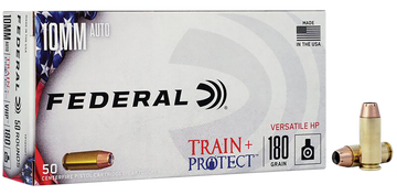 Federal Train + Protect 10mm Auto 180gr Versatile Hollow Point 50 Rd - Box or Case