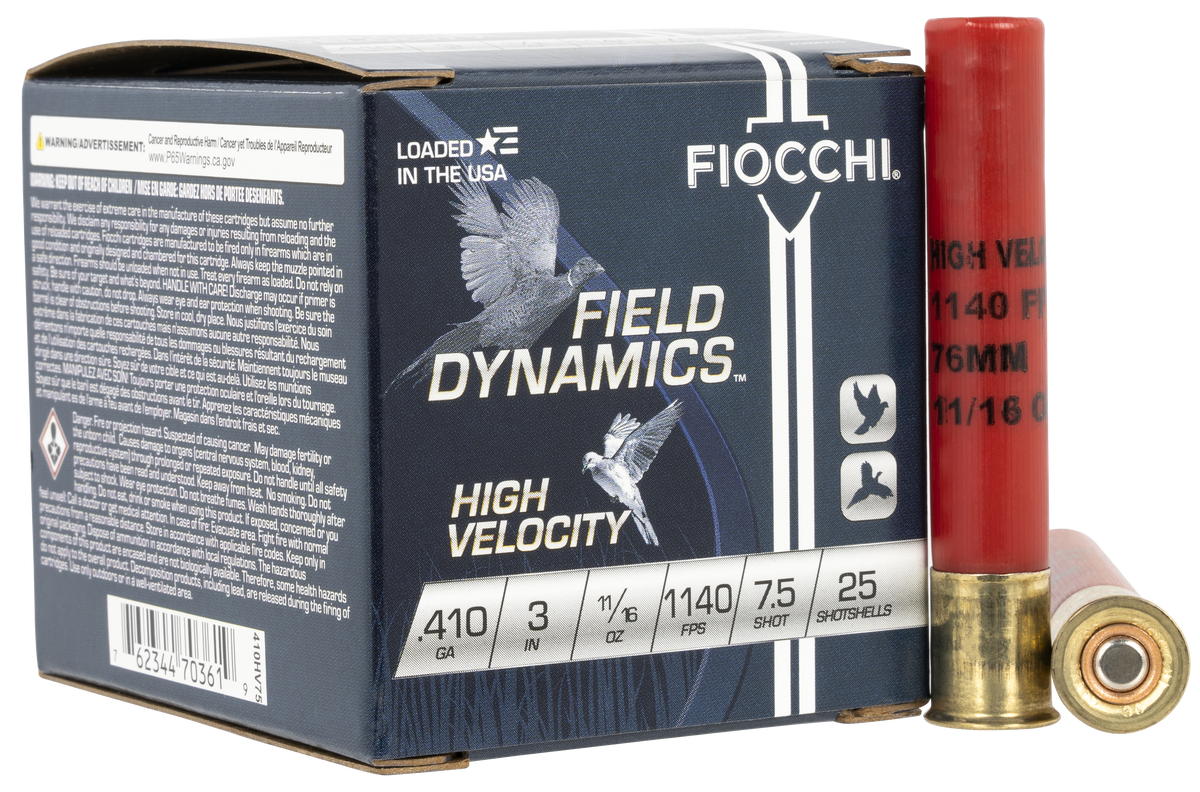 Fiocchi Field Dynamics High Velocity 410 Gauge 3" 11/16 oz 7.5 Shot - Box or Case