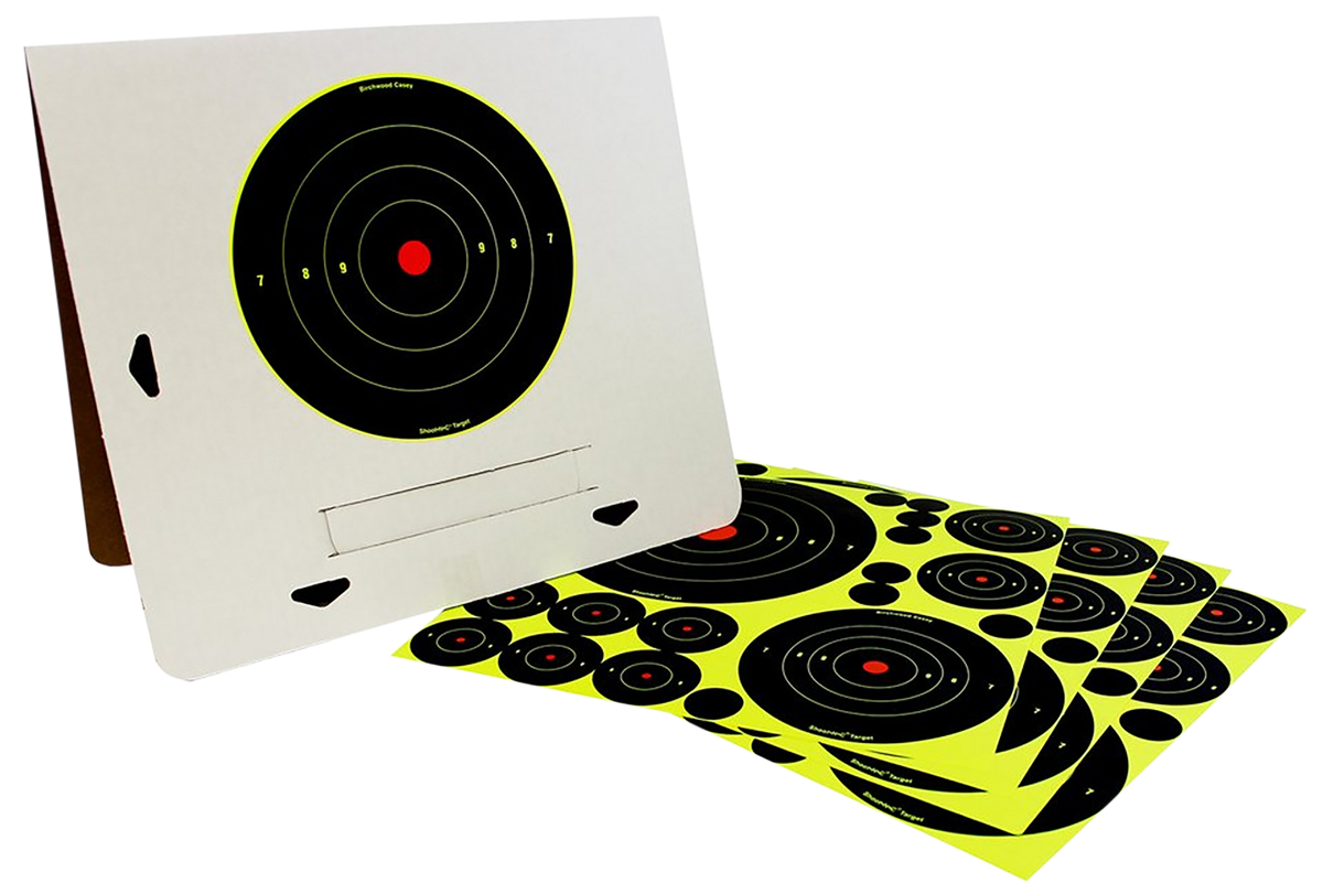 Birchwood Casey Shoot-N-C Reactive Target Variety Pack Self-Adhesive Paper Black/Yellow Bullseye 4 Pack