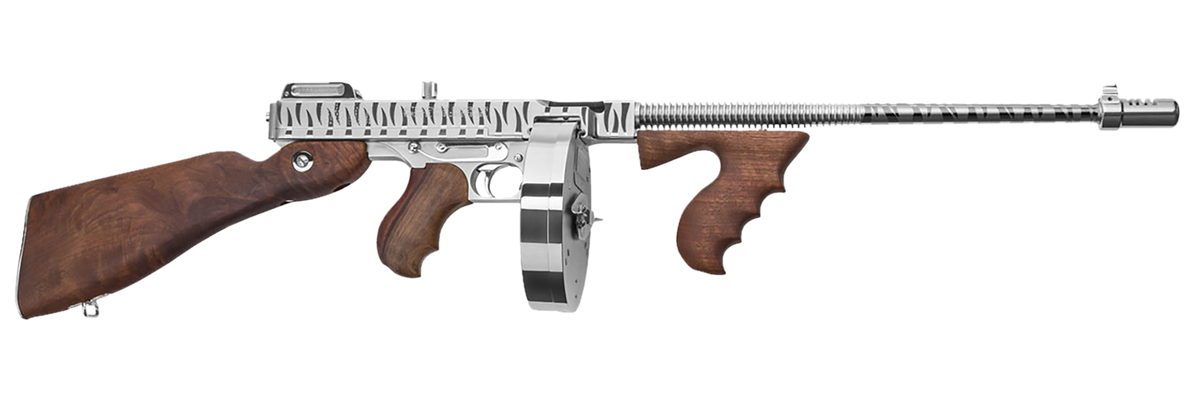 Thompson 1927A-1 Deluxe 45 ACP 16.5" 20+1/50+1 Semi-Auto Rifle - Hard-Chrome w/Tiger Stripe