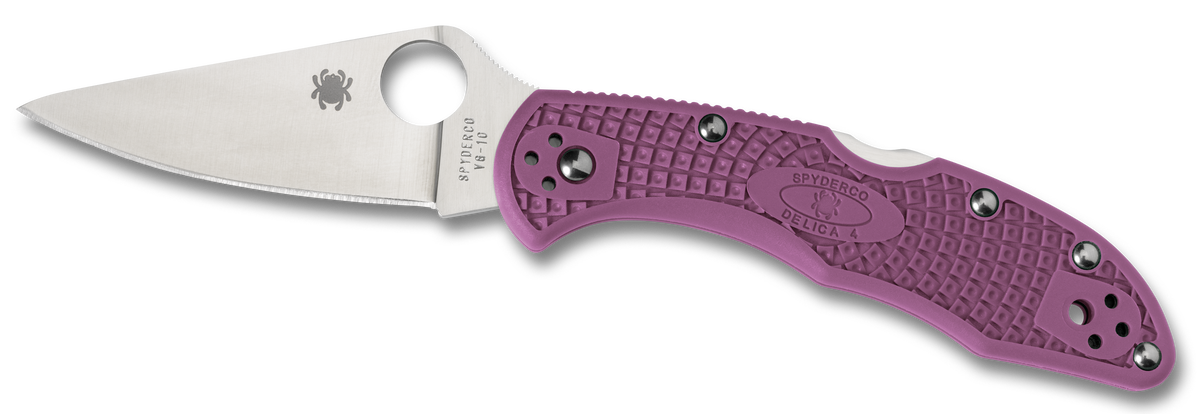 Spyderco Delica 4 Lightweight 2.88" VG-10 Drop Point Plain Purple FRN Folding Knife