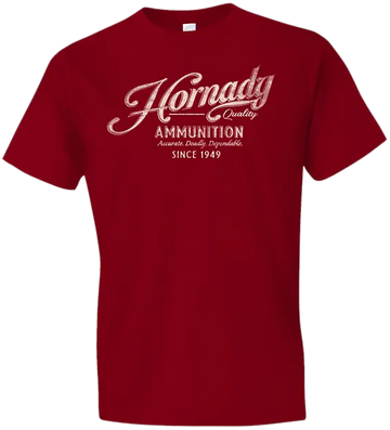 Horizon Design Hornady Vintage Script T-Shirt Red Cotton Semi-Fitted XL