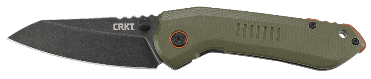 Columbia River CRKT 6280 Overland 3" Folding Sheepsfoot Plain Stonewashed 8Cr13MoV Green G10