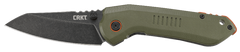 Columbia River CRKT 6280 Overland 3" Folding Sheepsfoot Plain Stonewashed 8Cr13MoV Green G10