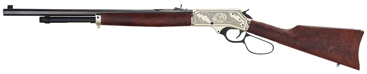 Henry H010BGWL Wildlife .45-70 Gov 22" 4+1 Lever-Action Rifle - Polished Brass Engraved Receiver, Large Loop Lever