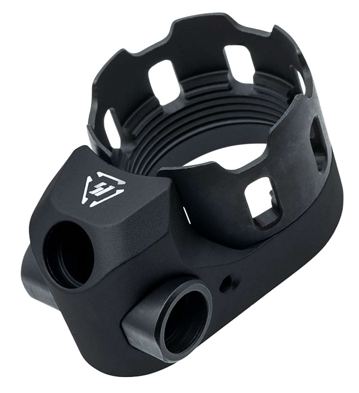 Strike Industries TRIBUS Enhanced Castle Nut & End Plate AR-15/AR-10 3 QD Points Black Hardcoat Anodized