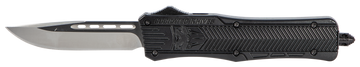 CobraTec Knives CTK-1 Medium 3" OTF Drop Point Plain D2 Steel Black Aluminum Handle