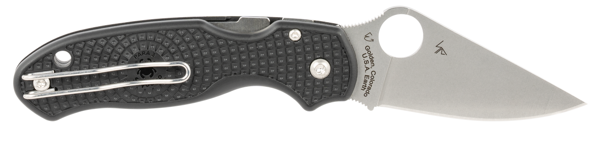 Spyderco Para 3 Lightweight 2.92" Clip Point Plain Edge CTS BD1 FRN Black Folding Knife