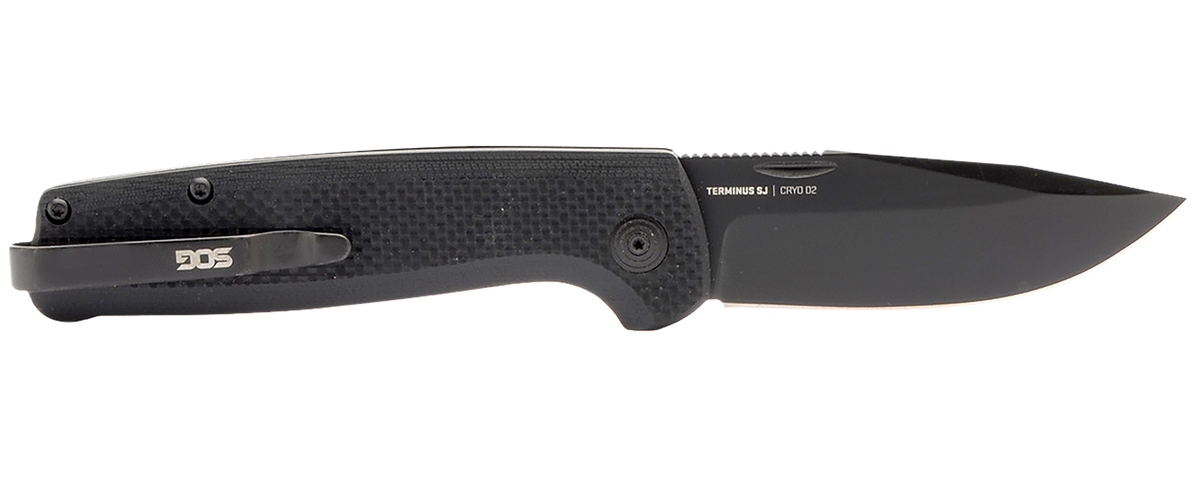 S.O.G Terminus SJ 2.90" Folding Clip Point Plain Stonewashed Cryo D2 G10