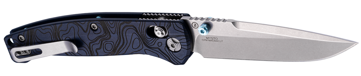 Hogue Mysto 3.40" Folding Clip Point Plain CPM MagnaCut - Maple Valley Richlite Blue