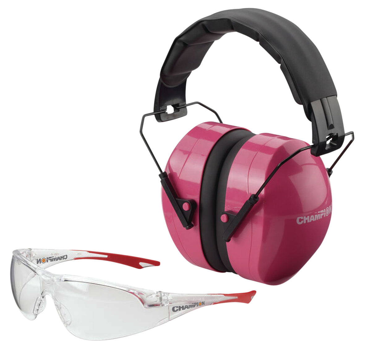 Champion Targets Eyes & Ears Combo 26 dB Over the Head Pink/Black Adult
