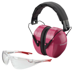 Champion Targets Eyes & Ears Combo 26 dB Over the Head Pink/Black Adult