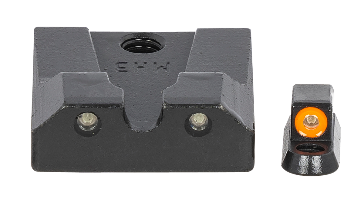 Meprolight Hyper-Bright CZ P-10 Green Tritium Orange Outline Front Fixed Pistol Night Sights - Non-Optics Ready