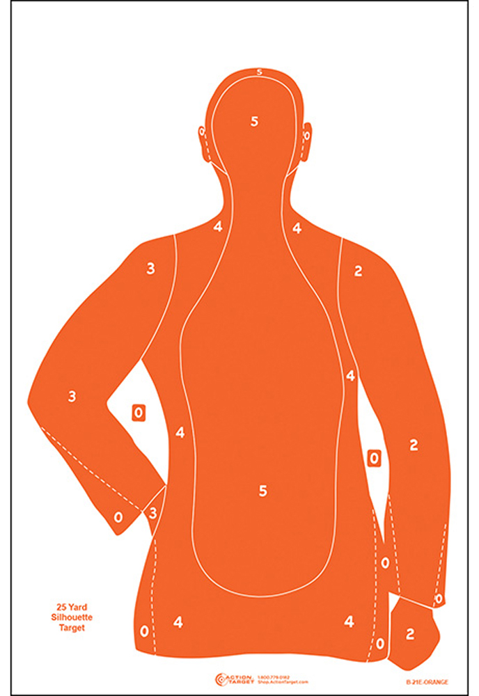 Action Target B-21E Qualification Silhouette Paper Target 23" x 35" 100/Box Orange