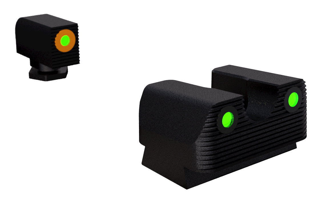 Rival Arms RA1A231G Tritium Night Sights for Glock 17/19 Green Tritium Orange Outline Front / Black Outline Rear