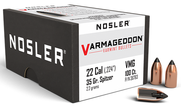 Nosler Varmageddon 22 Cal 35gr Flat Base Tipped Reloading Bullets - 100/Box
