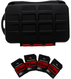 Stealth Cam Memory Card Storage Case 16GB SD 4-Pack - Black/Red