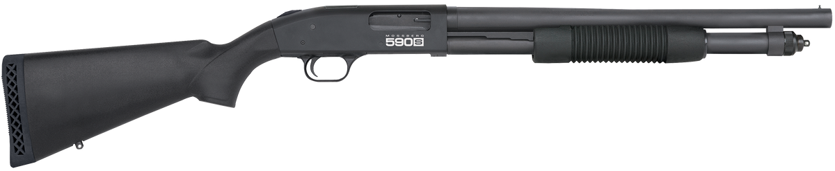 Mossberg 590S 12 Gauge 3" 18.50" 9+1 Pump-Action Shotgun - Matte Blued, Optic Ready, Black Synthetic Stock