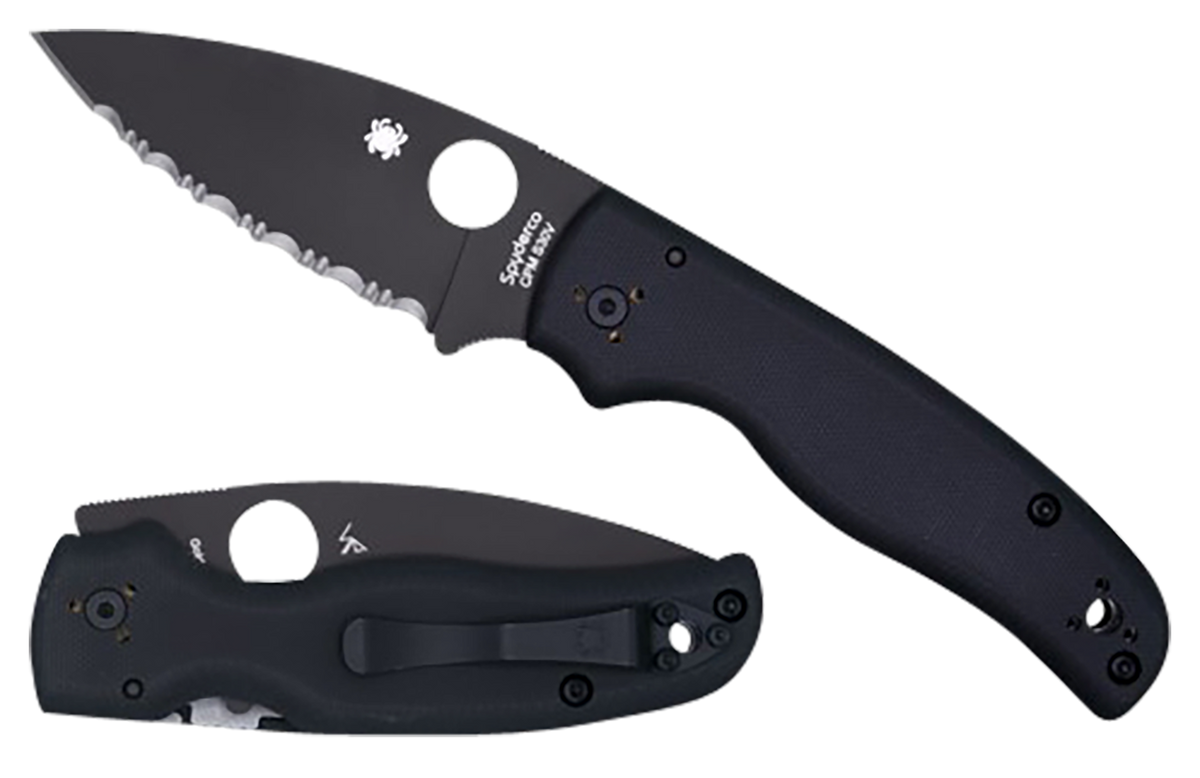Spyderco Shaman 3.58" S30V Black DLC Plain G10 Folding Knife