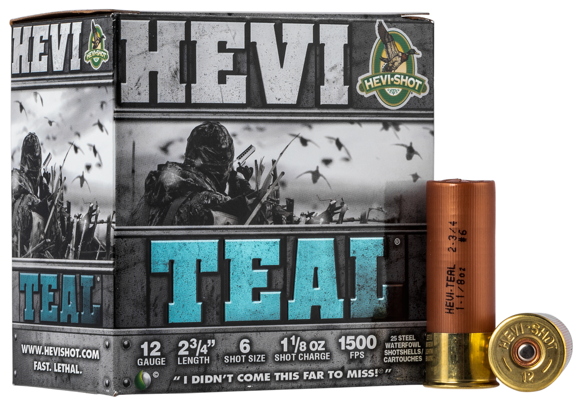 Hevishot HEVI-Teal 12 Gauge 2.75" 1-1/8 oz 6 Shot 1500 fps - Box or Case
