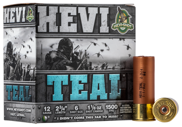 Hevishot HEVI-Teal 12 Gauge 2.75" 1-1/8 oz 6 Shot 1500 fps - Box or Case