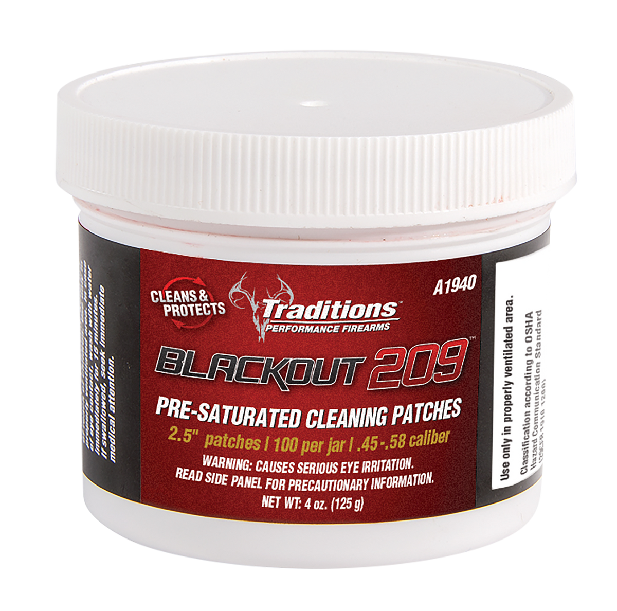 Traditions A1940 Blackout 2.5" Cotton Cleaning Patches 45/54 Cal Muzzleloader 100 Per Jar