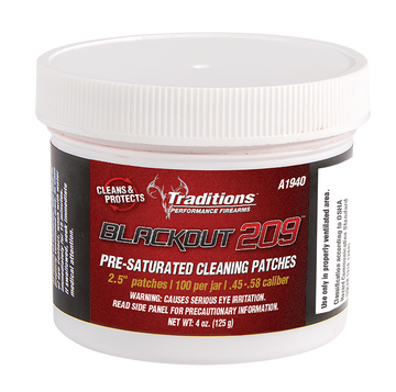 Traditions A1940 Blackout 2.5" Cotton Cleaning Patches 45/54 Cal Muzzleloader 100 Per Jar