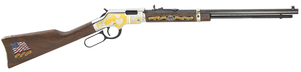 Henry Golden Boy Military Service Tribute 2 .22 S/L/LR 20" 16 LR/21 Short Lever Action Rifle