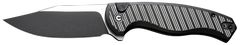Civivi Knives Stormhowl 3.30" Folding Clip Point Plain Nitro-V Steel Blade Milled Black Aluminum Handle