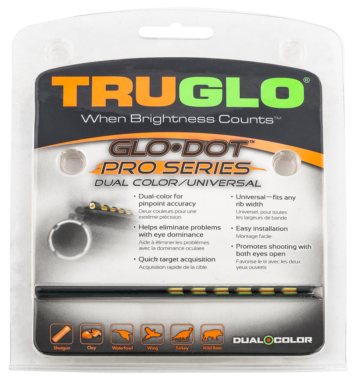 Truglo Glo-Dot Pro Series Universal Dual-Color Fiber Optic Shotgun Front Sight .120 in Black