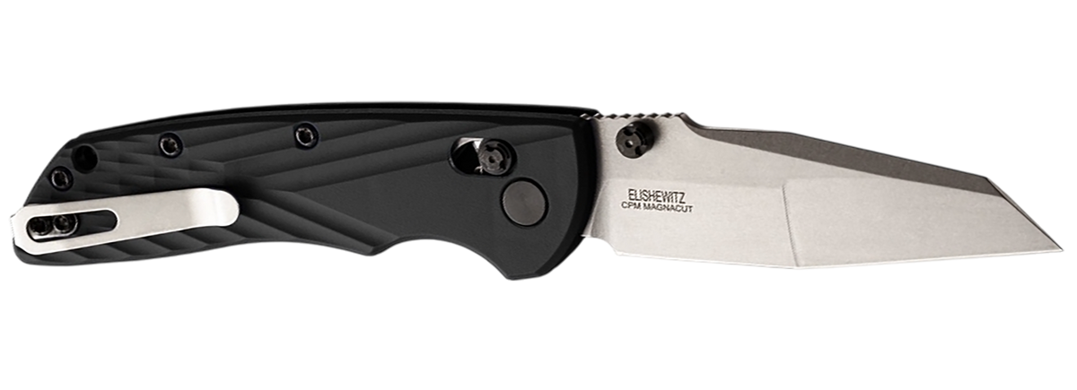 Hogue Deka 3.25" Folding Modified Wharncliffe Plain Edge CPM MagnaCut - Black GRN Handle