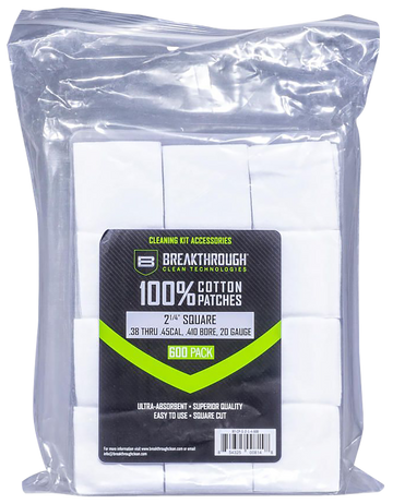Breakthrough Clean Square Cleaning Patches 2.25" Cotton .38-.45 Cal / .410-20 Ga 600-Pack