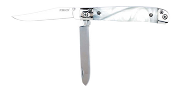 Ruko 420A Trapper 3.375" Folding Assisted Open Knife - White Pearl Handle