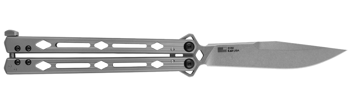 Kershaw 5150 Lucha 4.60" Butterfly Drop Point Plain 14C28N SS Knife - Stonewashed Bead Blasted Stainless Steel