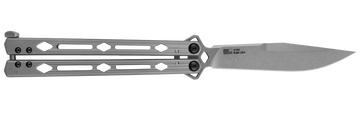 Kershaw 5150 Lucha 4.60" Butterfly Drop Point Plain 14C28N SS Knife - Stonewashed Bead Blasted Stainless Steel