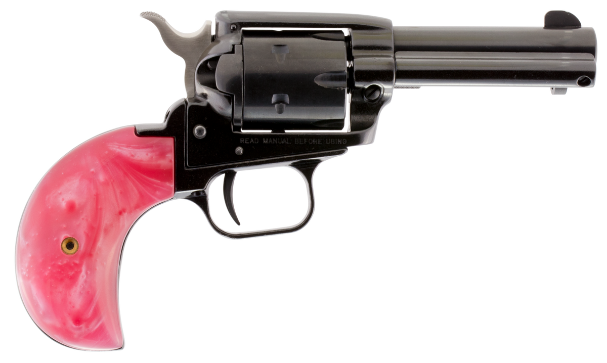 Heritage Mfg Rough Rider 22 LR/22 WMR 3.50" 6-Shot Revolver - Pink Pearl Grip