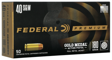 Federal Gold Medal Action Pistol 40 S&W 180gr FMJ 50 Rd - Box or Case
