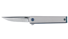 Columbia River CRKT 7081C CEO Microflipper 2.36" Folding Drop Point Plain Satin 12C27 Silver Aluminum