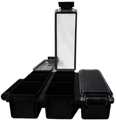 Berry's Tri-Can Triple Ammo Can 3-Compartment Black Plastic Box