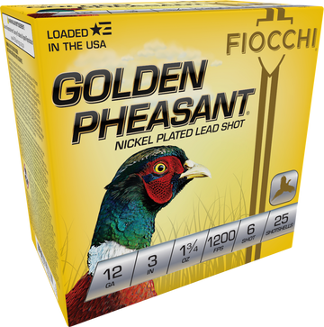 Fiocchi Golden Pheasant 12 Gauge 3" 1 3/4 oz #6 Shot 25 Bx/10 Cs - Box or Case
