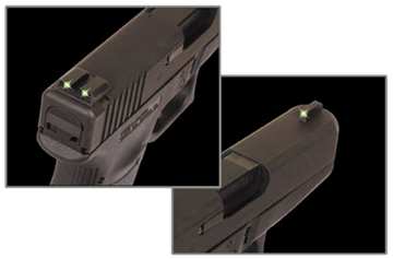 TruGlo TG231X Tritium Springfield XD-S Night Sight Set - Green Tritium Square Front/U-Notch Rear - Black Nitride