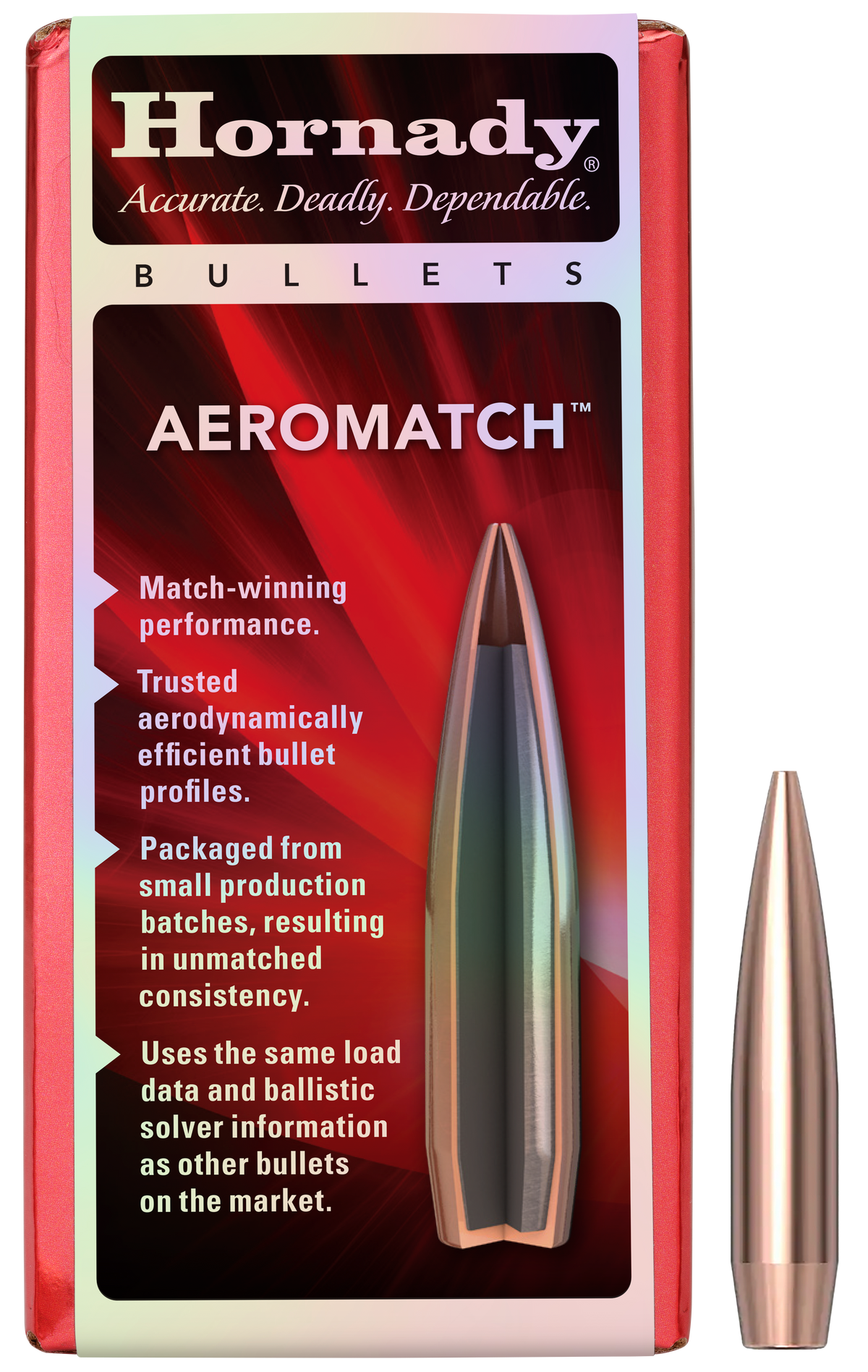 Hornady Aeromatch .224 77gr HPBT Reloading Bullets - 100/Box