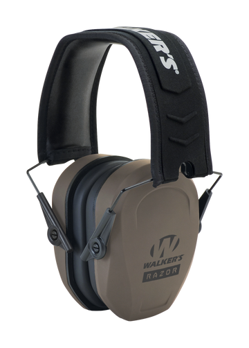 Walkers Game Ear Razor Slim Passive Muff 27 dB Over the Head Flat Dark Earth/Black Polymer