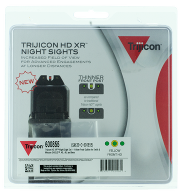 Trijicon HD XR Night Sights Green Tritium Yellow Outline Front - Smith & Wesson M&P Shield/M&P Shield Plus