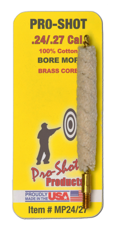 Pro-Shot MP2427 Bore Mop .24-.27 Cal Rifle #8-32 Thread Cotton Brass Core