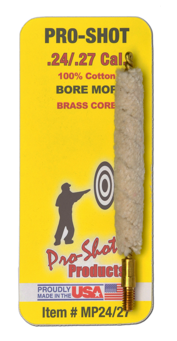 Pro-Shot MP2427 Bore Mop .24-.27 Cal Rifle #8-32 Thread Cotton Brass Core