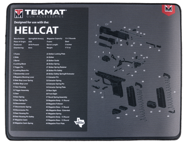 TekMat TEKR20HELLCAT  Ultra 20 Cleaning Mat Black/Gray Rubber 15"x20" Springfield Hellcat Parts Diagram