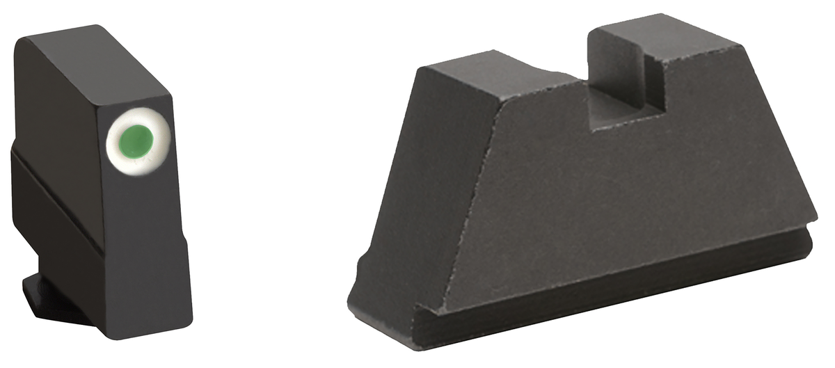 Ameriglo GL491 Optic Compatible 3XL Tall Sight Set for Glock - Green Tritium White Outline Front / Black Rear