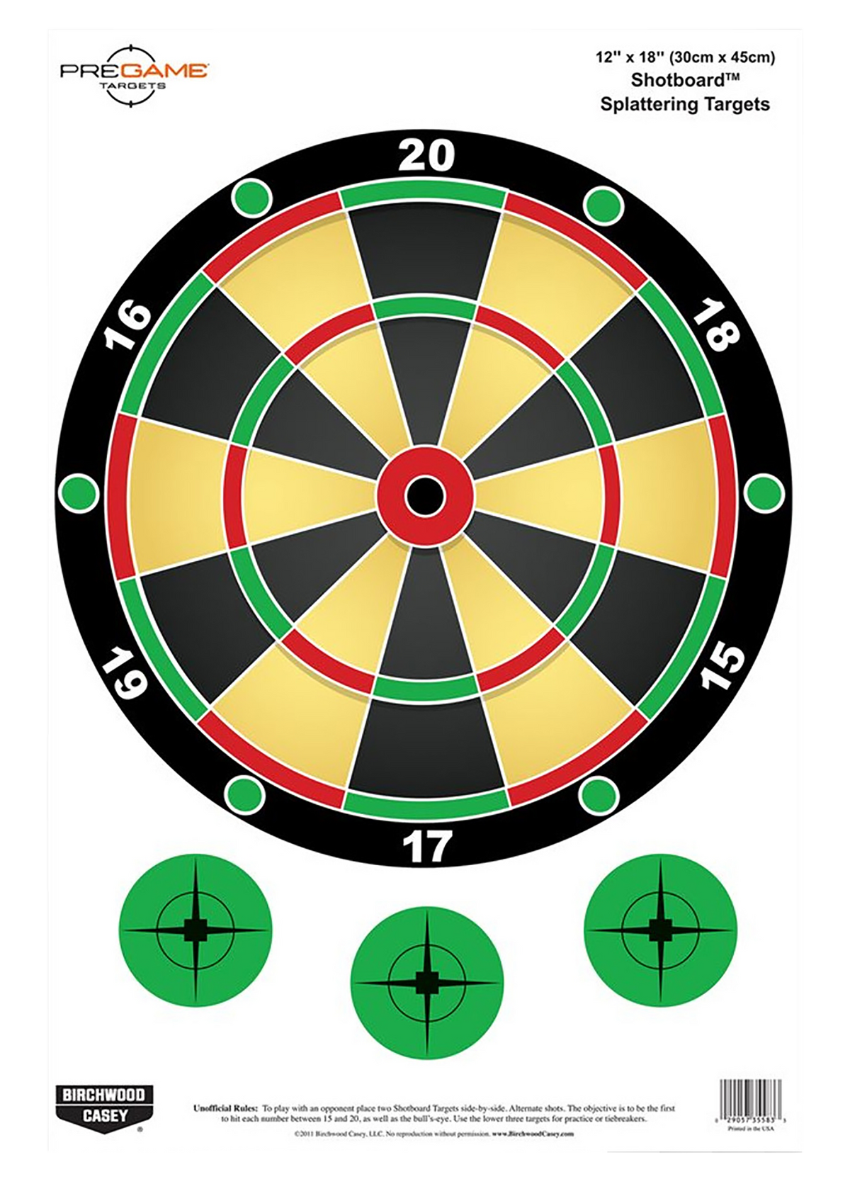 Birchwood Casey Pregame Shotboard 12"x18" Hanging Paper Target Splatter 8 Pack