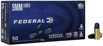 Federal Syntech Defense 9mm Luger 138gr Segmented JHP 50 Rd - Box or Case